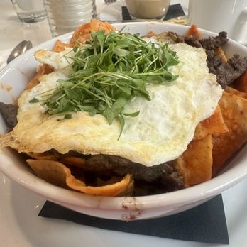 Twohey’s Restaurant - Chilaquiles with steak, black beans and 2 eggs - New American Near Me - South Pasadena, California