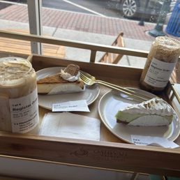 Pistachio latte and pistachio cheesecake Biscoff cheesecake and golden espresso Pistachio latte and pistachio cheesecake Biscoff cheesecake and golden espresso