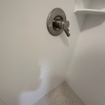 Naka's Marble - Shower install we chose white walls with a patterned shower pan - Kitchen & Bath Near Me - Honolulu, Hawaii