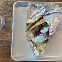 Pirho Grill - They served the pita wrap with a fork--good thinking They offered tap water, so I said yes.