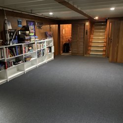 Bay State Rug & Flooring - After photo of installation. Everything lined up. There are metal bars closing out the carpet to all exits.