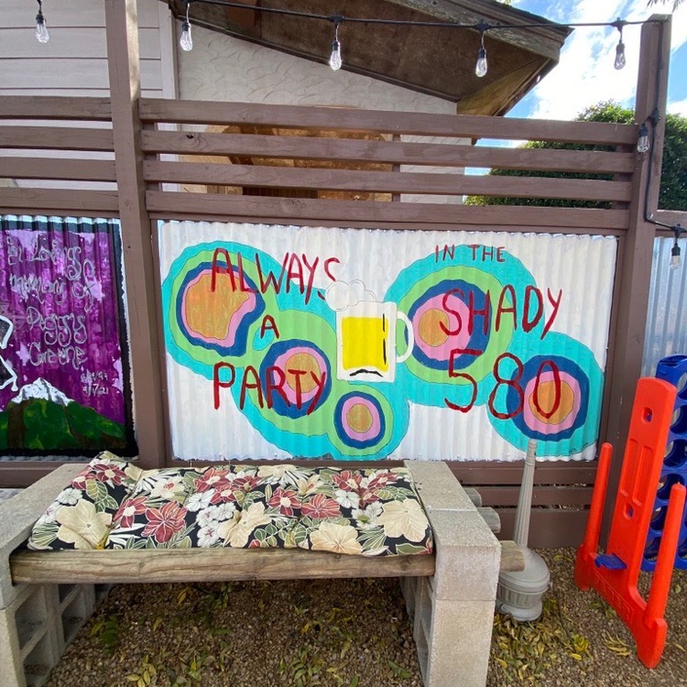 The Lot - a bench with graffiti on it - Food Trucks Near Me - Ada, Oklahoma The Lot - a bench with graffiti on it - Food Trucks Near Me - Ada, Oklahoma