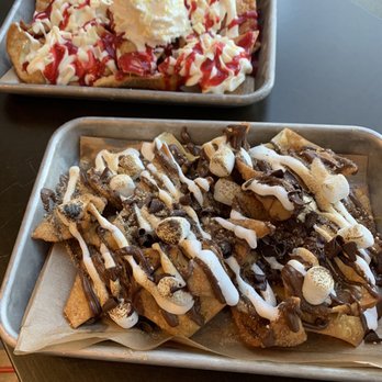 Loaded Elevated Nachos - White chocolate raspberry and the s'more's nachos - New American Near Me - St. Charles, Missouri Loaded Elevated Nachos - White chocolate raspberry and the s'more's nachos - New American Near Me - St. Charles, Missouri