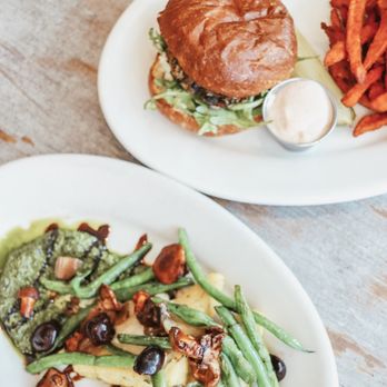 Cafe Flora - Fall Foraged Polenta & Black Bean Burger - Vegetarian Near Me - Seattle, Washington Cafe Flora - Fall Foraged Polenta & Black Bean Burger - Vegetarian Near Me - Seattle, Washington