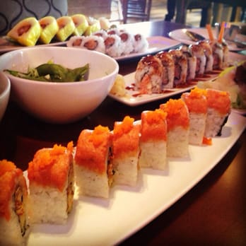 Kona Grill - El Paso - Angry Edamame Appetizer, spider roll, coconut shrimp roll, salmon roll, & spicy tuna :) - Sushi Bars Near Me - Paso, Texas Kona Grill - El Paso - Angry Edamame Appetizer, spider roll, coconut shrimp roll, salmon roll, & spicy tuna :) - Sushi Bars Near Me - Paso, Texas