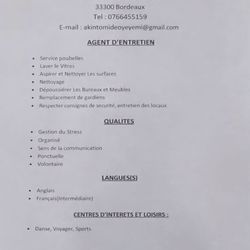 Free Dom - Sir/Ma Here is my CV am looking for a cleaning job