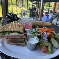 Stone Cliff Inn - Italian Press- Hot capicola, salami, mortadella, provolone, spinach, arugula, pesto, dijonaise, hand-sliced island, rye rustic bread