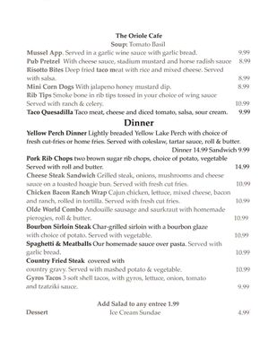 Menu photo 4 The Oriole Cafe Berea, OH Menu photo 4 The Oriole Cafe Berea, OH