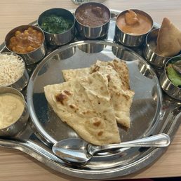 Chicken and lamb thali