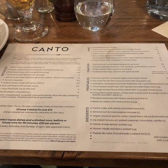 Canto - Menu - Tapas/Small Plates Near Me - Manchester, XGM