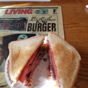Louis' Lunch - An original Louis burger with cheese - Burgers Near Me - New Haven, Connecticut Louis' Lunch - An original Louis burger with cheese - Burgers Near Me - New Haven, Connecticut