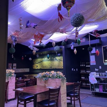 Koon Thai Kitchen - Booth area, festive ceiling - Thai Near Me - San Diego, California Koon Thai Kitchen - Booth area, festive ceiling - Thai Near Me - San Diego, California