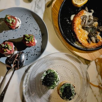 Orla - Marinated Big Eye Tuna, Pan Fried Cheese, Royal Caviar Frateer - Mediterranean Near Me - Las Vegas, Nevada