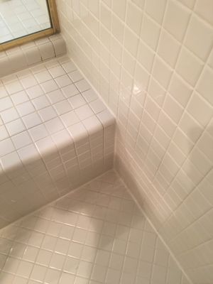 Expert caulking or sealing of the shower, tub, kitchen or bath. - Removal of the old yellow, cracked and full of mildew caulking, cleaned thoroughly and then followed up with this crisp smooth, and water specific new caulking. Expert caulking or sealing of the shower, tub, kitchen or bath. - Removal of the old yellow, cracked and full of mildew caulking, cleaned thoroughly and then followed up with this crisp smooth, and water specific new caulking.