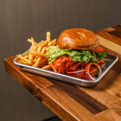 Sexy Sammies Johnstown - A buffalo chicken sandwich loaded with toppings and a side of fries