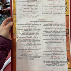 Sunny's Diner - Lunch menu as of 2/28/25
