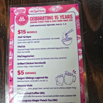 Ba Bar Green - Celebrating 15 yrs menu. It's a great deals - Vietnamese Near Me - Seattle, Washington Ba Bar Green - Celebrating 15 yrs menu. It's a great deals - Vietnamese Near Me - Seattle, Washington