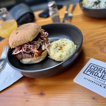 Corner Project Ales & Eats - BBQ Brisket sandwich - Gastropubs Near Me - Geyserville, California