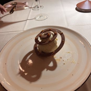 PepeNero Ristorantino Mediterraneo - Semifreddo with Pistachio and Sea Salt Carmel - Italian Near Me - Traverse City, Michigan