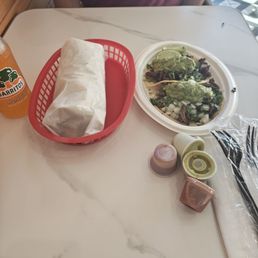 Crackafornia Burrito and a Crack Tri-Tip Taco. And Jarritos to drink. Crackafornia Burrito and a Crack Tri-Tip Taco. And Jarritos to drink.