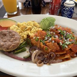 Chilaquiles & Scrambled eggs. Best ones ever! Chilaquiles & Scrambled eggs. Best ones ever!