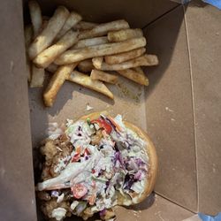 Sando Shack - Half of my curry fries and portobello katsu sandwich- i had already scarfed the other half!