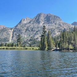 Silver Lake Campground - View from the middle of the lake, accessed STEPS AWAY from our site