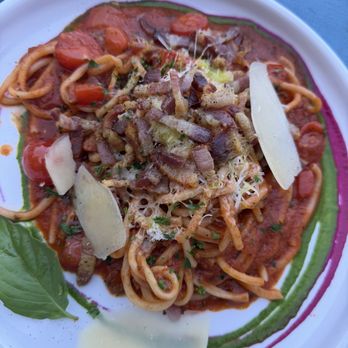 Mondello Italian Restaurant - Bucatini amatriciana with perfect touch of spice. Crispy pancetta on top was so tasty! - Seafood Near Me - Seattle, Washington