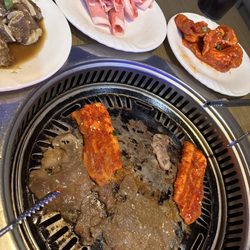 Gangnam Korean BBQ - Spicy pork belly, beef brisket and beef bulgogi
