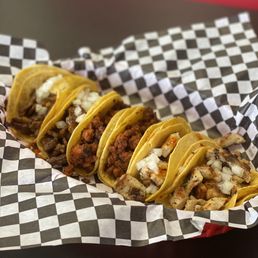 From left to right - Steak fajita, chorizo, chicken fajita street tacos! All excellent! From left to right - Steak fajita, chorizo, chicken fajita street tacos! All excellent!