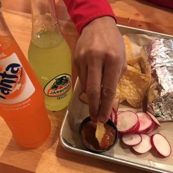 Cinco TacoBar - Burrito with a chip dipper - Mexican Near Me - San Leandro, California
