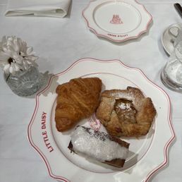 Pastries; summer berry galette, plain croissant, banana miso bread