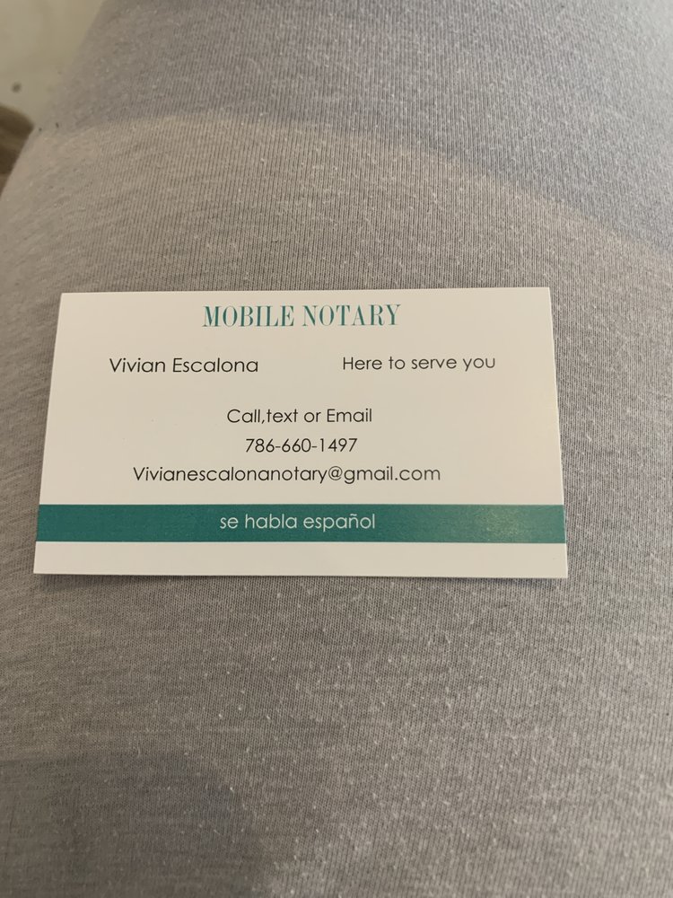 VIVIAN ESCALONA PUBLIC NOTARY Tampa, Florida Notaries Phone