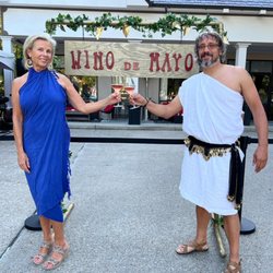 St. Ann Social & Catering - Owners Vicky Bayley and Jeff James hosting the Annual Wino De Mayo Toga Party