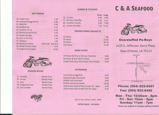 Menu photo 5 C & A Seafood New Orleans, LA