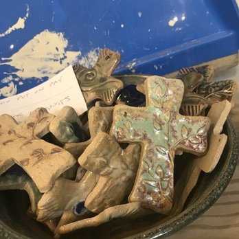 Blue Ridge Pottery - Glaze samples from various levels of kiln firing. Way cool! - Arts & Crafts Near Me - Stanardsville, Virginia