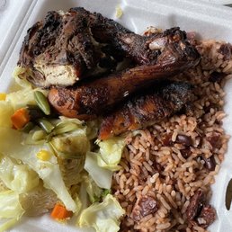The jerk chicken platter. It looks good. Taste not so much.