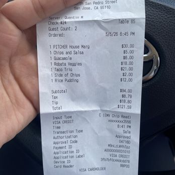 Bar Tako - Receipt - Japanese Near Me - San Jose, California