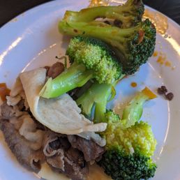 Meat and broccoli after they came out of the broth Meat and broccoli after they came out of the broth