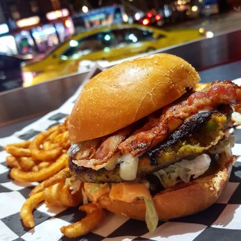 Black Burger - Veggie-licious Mexicali Burger with bacon - Burgers Near Me - New York, New York Black Burger - Veggie-licious Mexicali Burger with bacon - Burgers Near Me - New York, New York