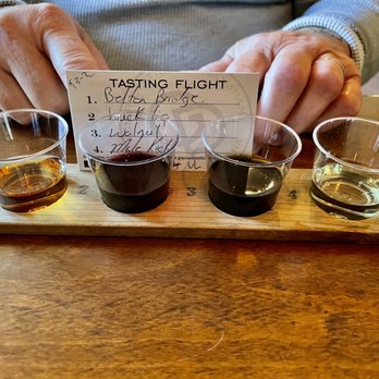 Glacier Distilling Company - One of our flights -1. Belton Bridge Bourbon 2. Huckleberry Liqueur 3. Walnut Liqueur 4. Mule Kick Rye Whiskey - Beer, Wine & Spirits Near Me - Coram, Montana Glacier Distilling Company - One of our flights -1. Belton Bridge Bourbon 2. Huckleberry Liqueur 3. Walnut Liqueur 4. Mule Kick Rye Whiskey - Beer, Wine & Spirits Near Me - Coram, Montana
