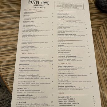 Revel and Rye Bar and Restaurant - Front Menu - New American Near Me - New York, New York Revel and Rye Bar and Restaurant - Front Menu - New American Near Me - New York, New York