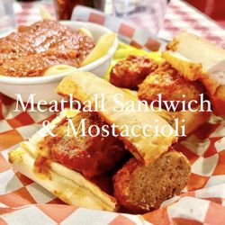 Louie's - Meatball Sandwich & Mostaccioli