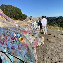Grizzly Peak - You can sit behind this graffitied log