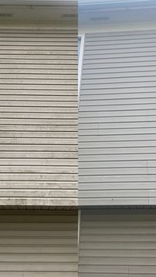 Siding - This project showcases our expertise in siding maintenance, specifically the removal of algae buildup. Using safe, effective cleaning methods, we restored the exterior to its original appearance, enhancing both curb appeal and longevity. Regular siding cleaning not only improves your home's look but also protects it from long-term damage caused by organic growth.