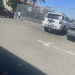 Bunch of parking lots big field basketball courts