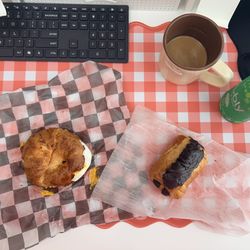Sweet Blessings - Chocolate croissant + Sausage egg and cheese croissant