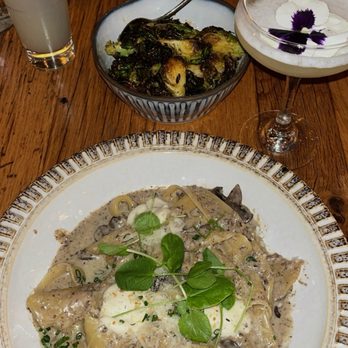 Firefly - Mushroom Pappardelle, Pineapple Express drink, brussel sprouts - New American Near Me - Studio City, California Firefly - Mushroom Pappardelle, Pineapple Express drink, brussel sprouts - New American Near Me - Studio City, California