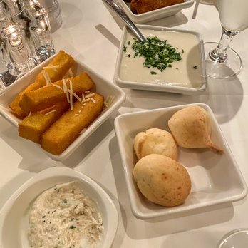 Chima Steakhouse - Appetizers: cheesy biscuits with turkey dipping sauce, yucca fries, creamy mashed potatoes, and fried plantains. - Steakhouses Near Me - Charlotte, North Carolina