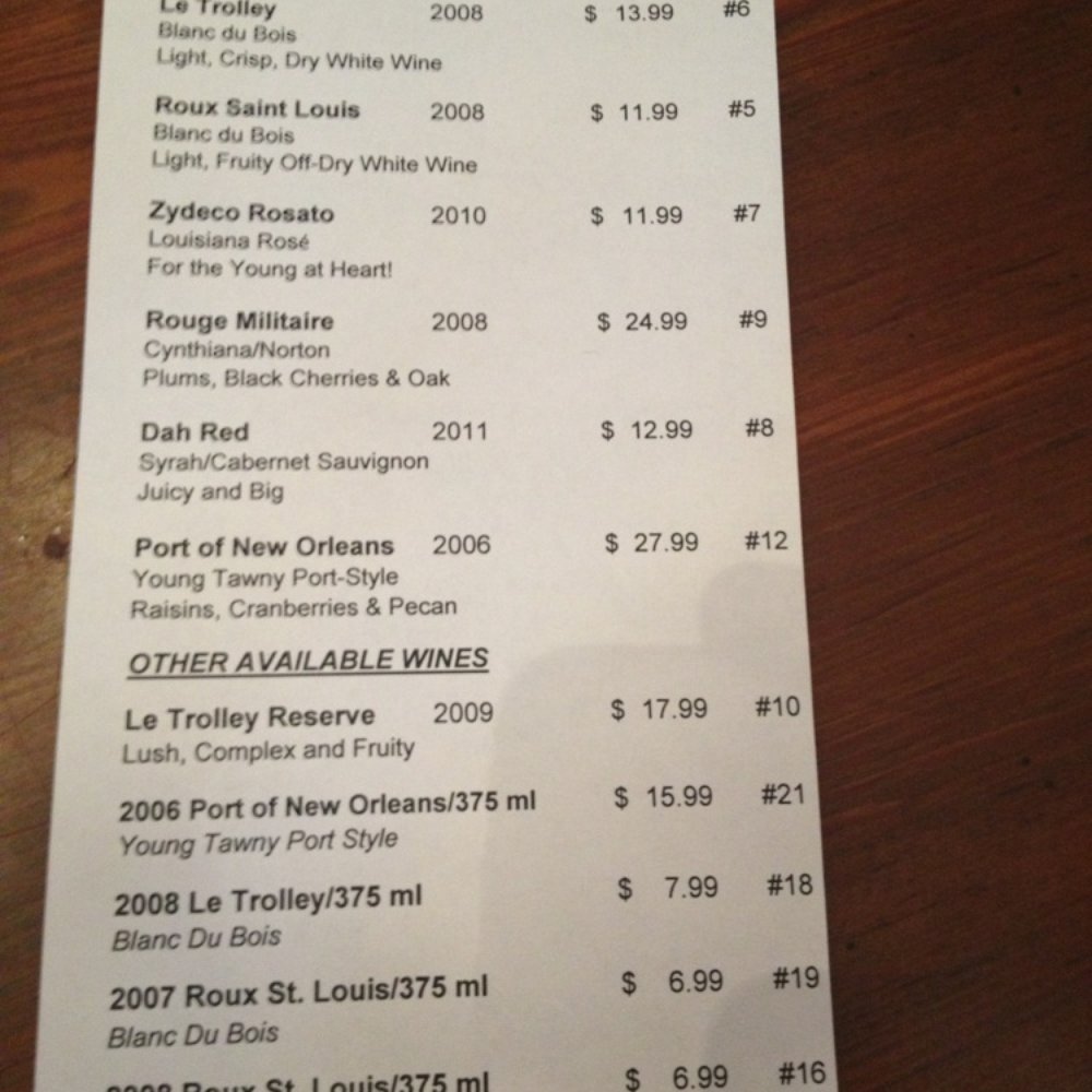 Pontchartrain Vineyards - Tasting menu - Wineries Near Me - Bush, Louisiana Pontchartrain Vineyards - Tasting menu - Wineries Near Me - Bush, Louisiana